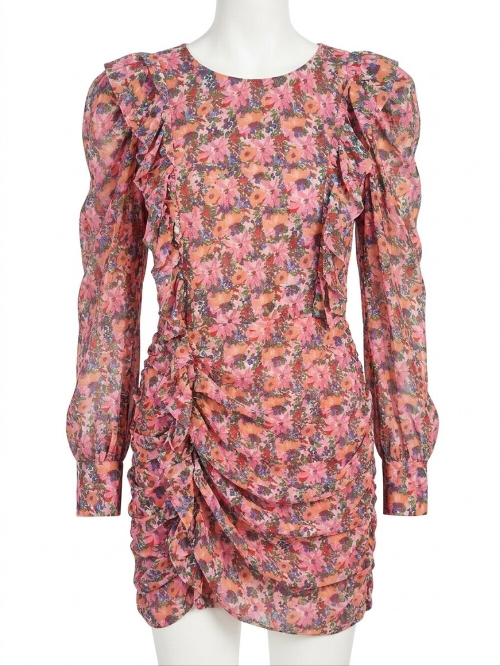 Zara Pink Floral Draped Mini Dress